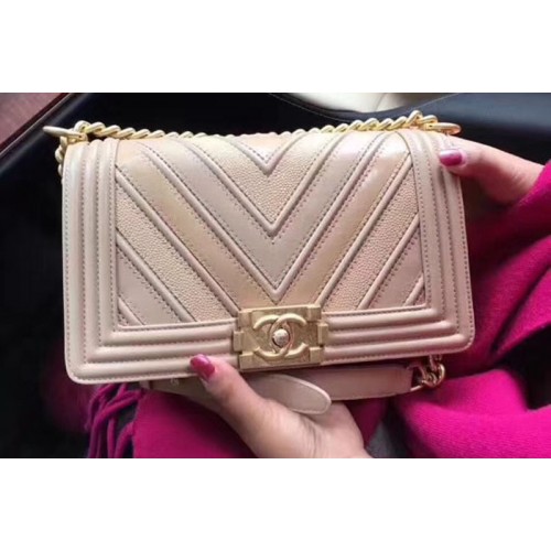 Chanel Le Boy Flap Bag Original Chevron Sheepskin Leather A92193 Cream