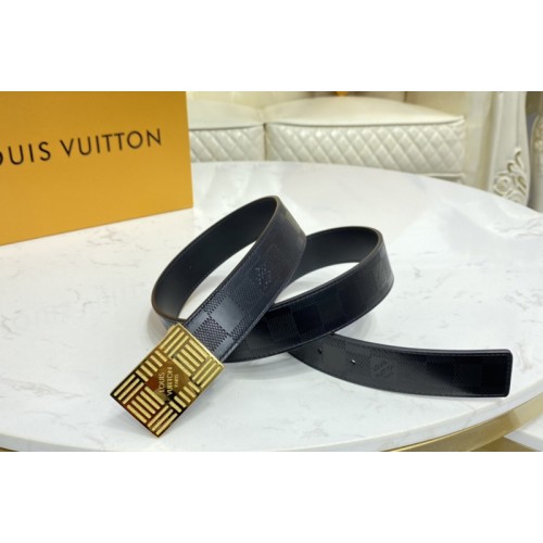 Louis Vuitton M0023U Damier Plate 35mm reversible belt in Damier Infini With Gold Buckle