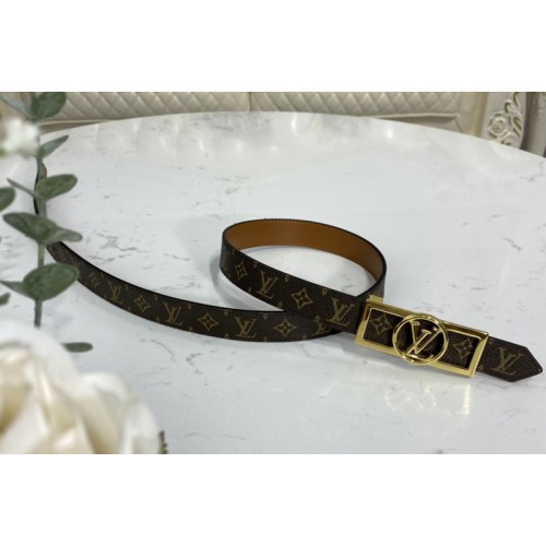 Louis Vuitton M0196U Dauphine 25mm Reversible belt in Monogram Tan Brown With Gold Buckle