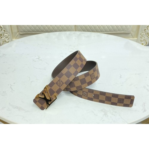 Louis Vuitton M0212V Initiales 40MM Reversible belt in Damier Ebene canvas and soft calf leather