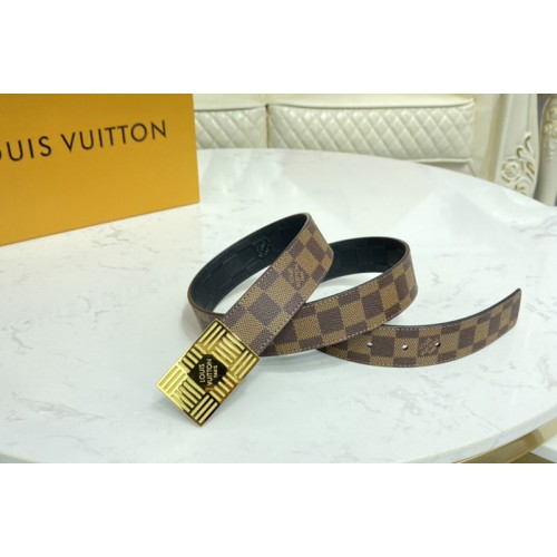 Louis Vuitton M0268U Damier Plate 35mm reversible belt in Damier Ebene Black With Gold Buckle