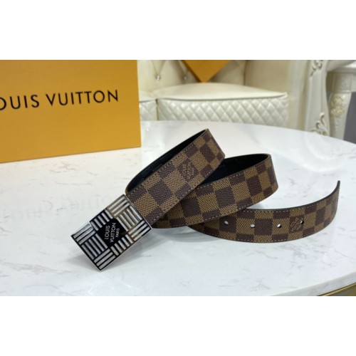 Louis Vuitton M0268U Damier Plate 35mm reversible belt in Damier Ebene Black With Silver Buckle