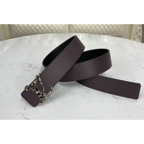 Louis Vuitton M0273V Facets 40mm reversible belt in Burgundy Red Black calf leather With Silver Buckle