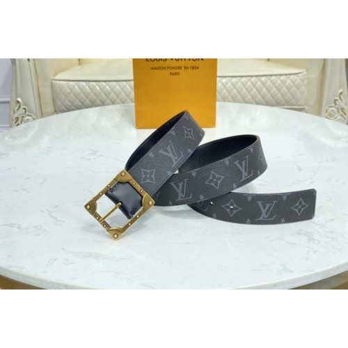 Louis Vuitton M0277Q Trunk 40MM reversible belt in Monogram Eclipse canvas With Gold Buckle
