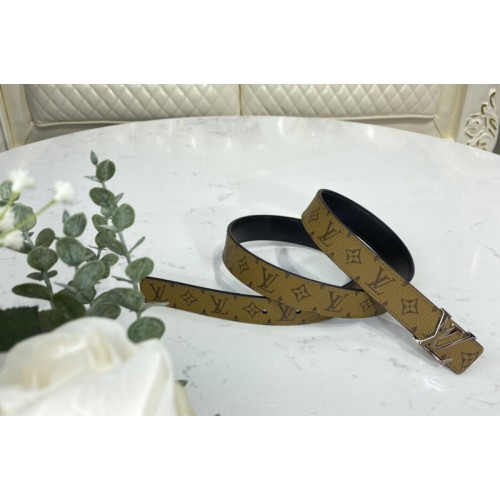Louis Vuitton M0296X Initiales 25mm belt in Monogram Reverse Canvas With Silver Buckle