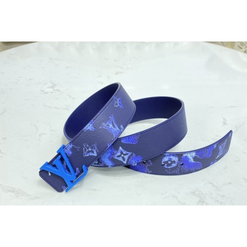 Louis Vuitton M0359V Shape 40mm reversible belt in Navy Blue Monogram canvas With Blue Buckle