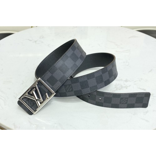 Louis Vuitton M0471V Pyramide Frame 40mm reversible belt in Damier Graphite Canvas calf leather With Silver Buckle
