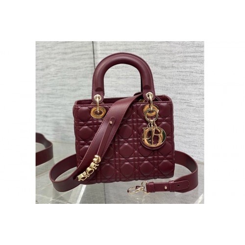 Dior M0538 Christian Dior Small Lady Dior My ABCDior bag in Wine Red Cannage Lambskin