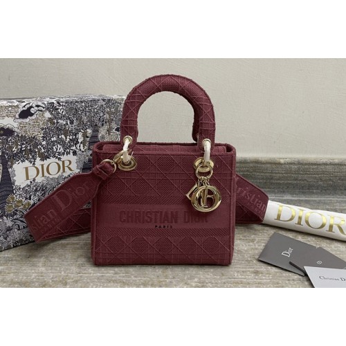 Christian Dior M0565 Dior Medium Lady d-lite bag in Burgundy Cannage Embroidery