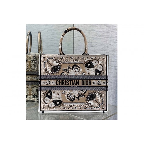 Christian Dior M1286 dior book tote Bag in Gray Dior Oblique Embroidery