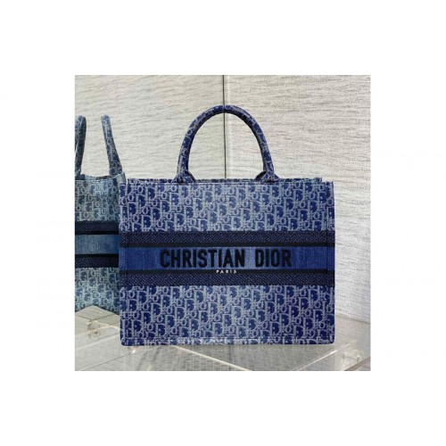 Dior M1296 Christian Dior Medium Dior Book Tote Bag in Blue Denim Dior Oblique Jacquard