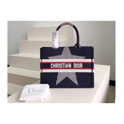 Christian Dior M1286 Dior book tote Bag in Blue Three-Tone Embroidery