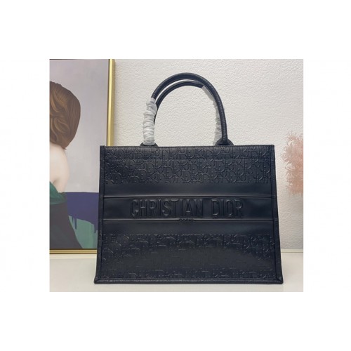 Christian Dior M1296 Dior book tote Bag in Black Dior Oblique Embossed Calfskin