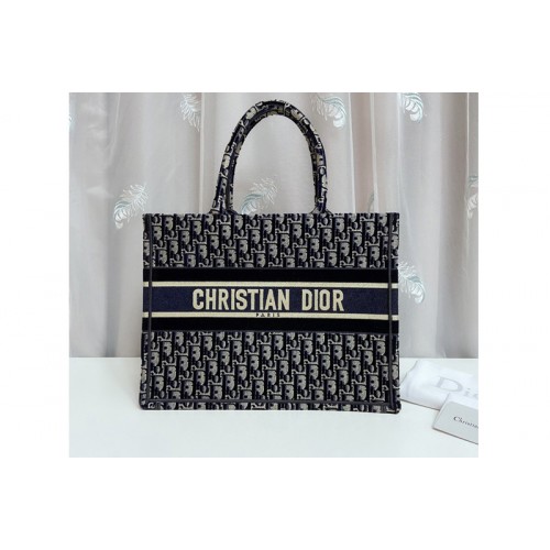 Christian Dior M1296 small dior book tote Bag in Blue Dior Oblique Embroidery