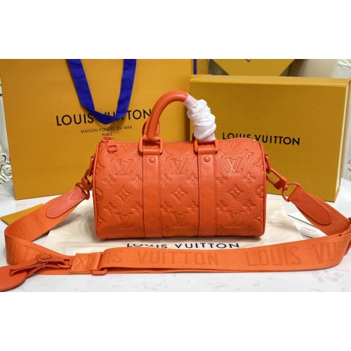Louis Vuitton M20930 Keepall Bandouliere 25 bag in Orange Taurillon Monogram leather Louis Vuitton M20930 Keepall Bandouliere 25 bag in Orange Taurillon Monogram leather