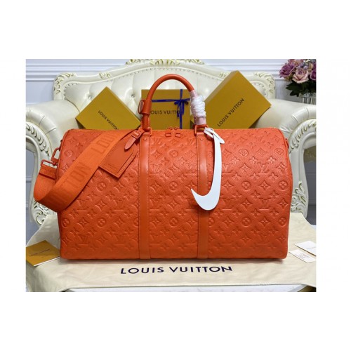 Louis Vuitton M20963 Keepall Bandouliere 50 Travel bag in Orange Taurillon Monogram leather Louis Vuitton M20963 Keepall Bandouliere 50 Travel bag in Orange Taurillon Monogram leather