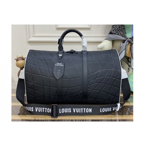 Louis Vuitton M21382 Keepall Bandouliere 50 weekend bag in Black Taurillon leather Louis Vuitton M21382 Keepall Bandouliere 50 weekend bag in Black Taurillon leather