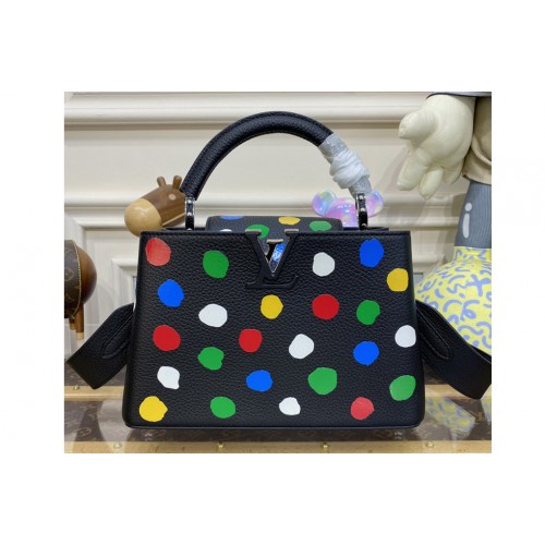 Louis Vuitton M21663 LVxYK Capucines BB Bag in Black Taurillon bull calf leather with 3D Painted Dots print Louis Vuitton M21663 LVxYK Capucines BB Bag in Black Taurillon bull calf leather with 3D Painted Dots print