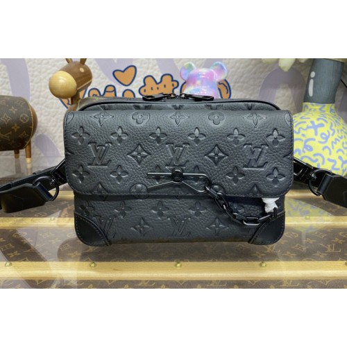 Louis Vuitton M23742 Steamer Messenger Bag in Black Taurillon Monogram embossed leather Louis Vuitton M23742 Steamer Messenger Bag in Black Taurillon Monogram embossed leather