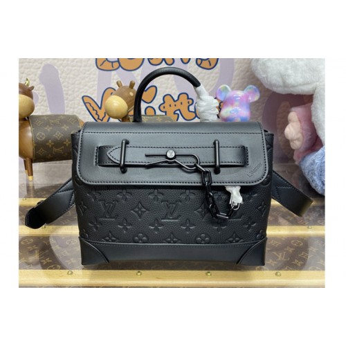 Louis Vuitton M24436 Steamer PM bag in Black Taurillon Monogram embossed cowhide leather Louis Vuitton M24436 Steamer PM bag in Black Taurillon Monogram embossed cowhide leather