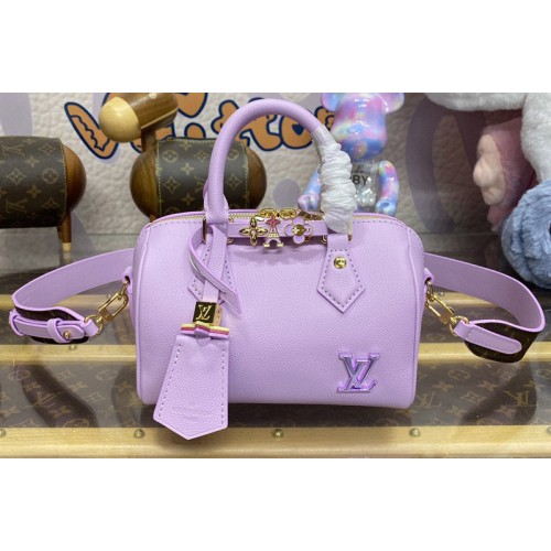 Louis Vuitton M24598 Speedy 18 Bandouliere Bag in Purple Leather Louis Vuitton M24598 Speedy 18 Bandouliere Bag in Purple Leather