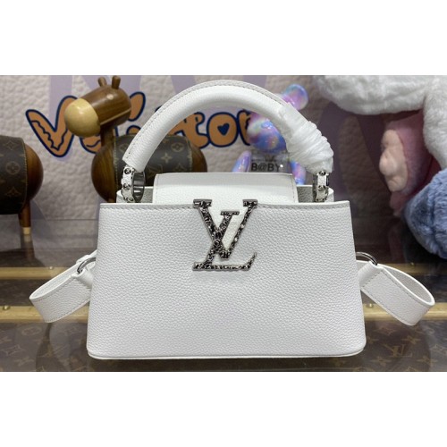 Louis Vuitton M24671 Capucines East West Mini handbag in White Grained calfskin Louis Vuitton M24671 Capucines East West Mini handbag in White Grained calfskin