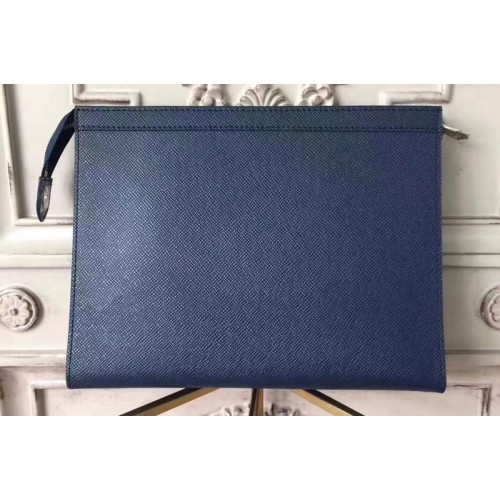 Louis Vuitton M30675 Pochette Voyage MM in Blue Taiga Leather Louis Vuitton M30675 Pochette Voyage MM in Blue Taiga Leather