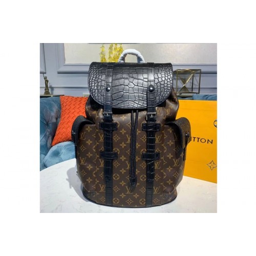 Louis Vuitton N93491 Christopher PM Backpack Monogram canvas and crocodile mat