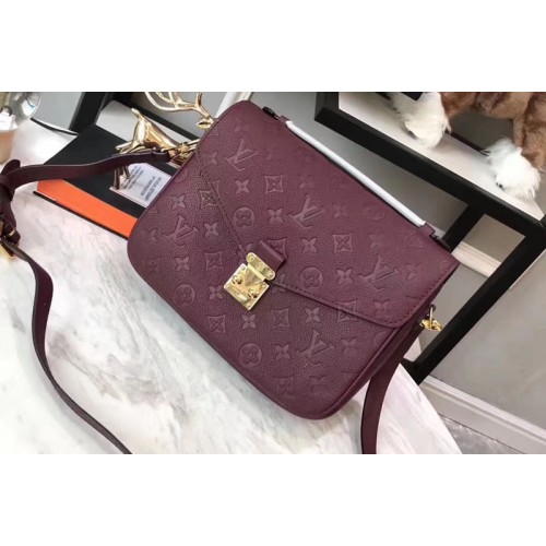 Louis Vuitton M43737 Pochette Metis Bag in Rose Bruyere Monogram empreinte Leather
