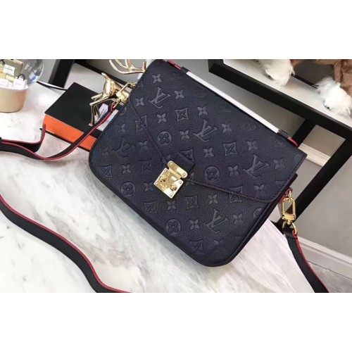 Louis Vuitton M44071 Pochette Metis Bag in Navy Blue Monogram empreinte Leather Louis Vuitton M44071 Pochette Metis Bag in Navy Blue Monogram empreinte Leather
