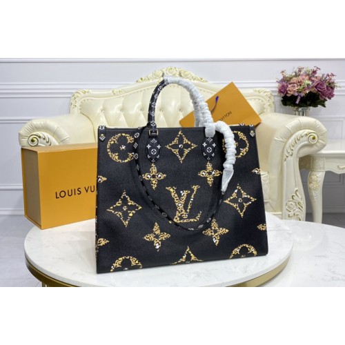 Louis Vuitton M44675 Onthego tote bags Black and Caramel Monogram Canvas Louis Vuitton M44675 Onthego tote bags Black and Caramel Monogram Canvas