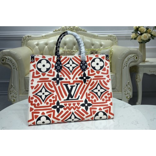 Louis Vuitton M45358 Crafty Onthego GM tote bag in Cream and Red Monogram Giant coated canvas