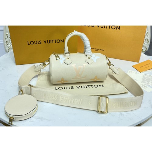 Louis Vuitton M45708 Papillon BB carryall bag in Cream Saffron Embossed grained cowhide leather Louis Vuitton M45708 Papillon BB carryall bag in Cream Saffron Embossed grained cowhide leather
