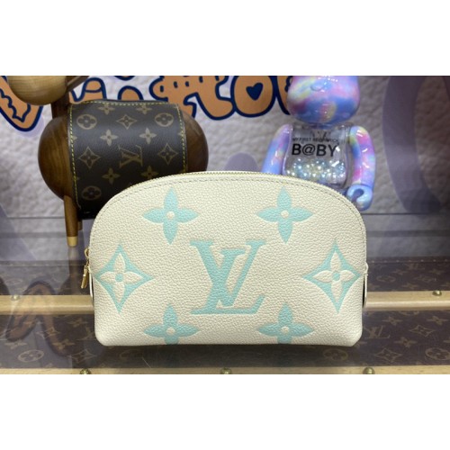 Louis Vuitton M45951 Cosmetic Pouch PM in White Green Monogram Empreinte cowhide leather Louis Vuitton M45951 Cosmetic Pouch PM in White Green Monogram Empreinte cowhide leather