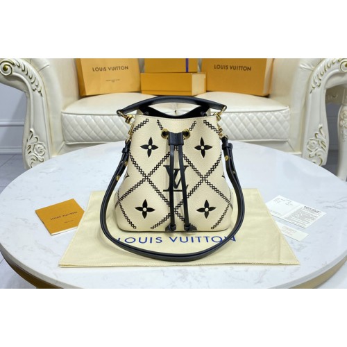 Louis Vuitton M46023 NeoNoe bucket bag in Beige Black Monogram Empreinte Leather Louis Vuitton M46023 NeoNoe bucket bag in Beige Black Monogram Empreinte Leather