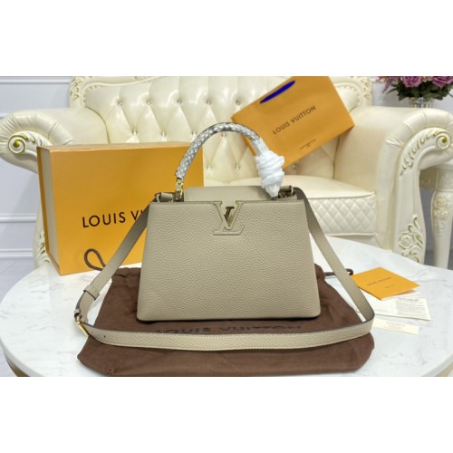 Louis Vuitton M51166 Capucines MM handbag in Gray Taurillon leather Louis Vuitton M51166 Capucines MM handbag in Gray Taurillon leather