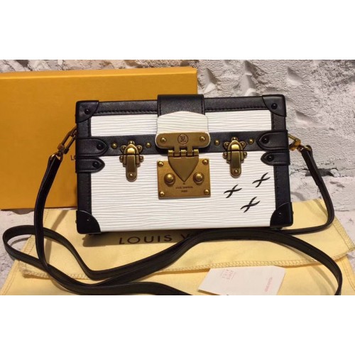 Louis Vuitton M53137 Petite Malle Strap Bags in White Epi Leather