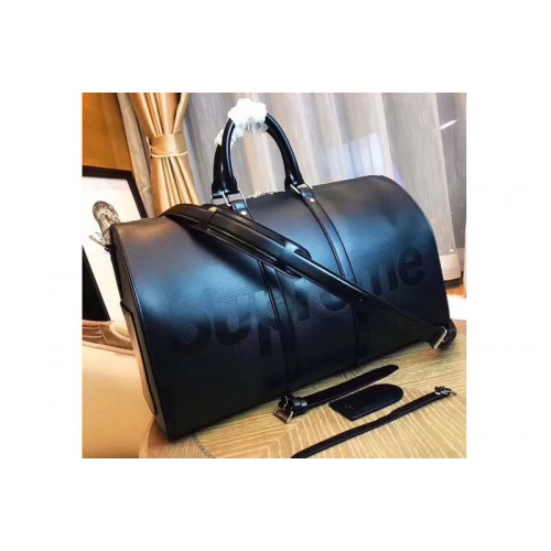 Louis Vuitton M53419 x Supreme Keepall 45 Bandouliere Bag Black Epi Leather Louis Vuitton M53419 x Supreme Keepall 45 Bandouliere Bag Black Epi Leather