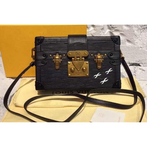 Louis Vuitton M54650 Petite Malle Bags in Black Epi Leather