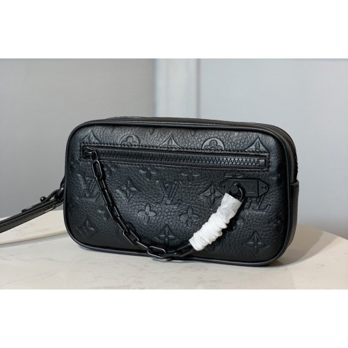 Louis Vuitton M55703 Pochette Volga Men Clutch in Black Taurillon Leather Louis Vuitton M55703 Pochette Volga Men Clutch in Black Taurillon Leather