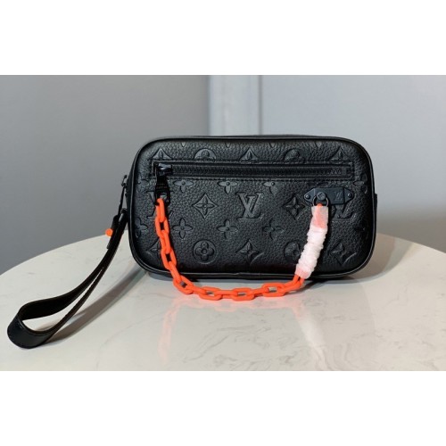 Louis Vuitton M55703 Pochette Volga Men Clutch in Black Taurillon Leather Louis Vuitton M55703 Pochette Volga Men Clutch in Black Taurillon Leather