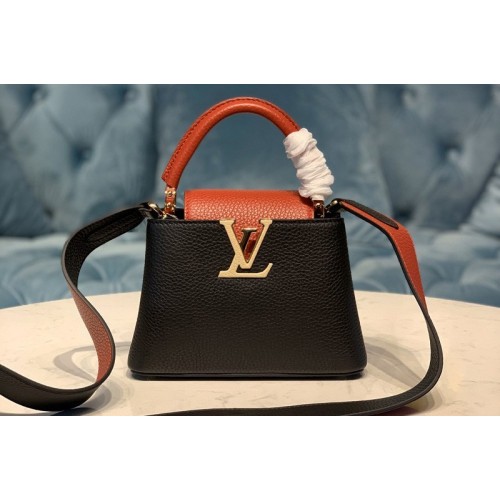 Louis Vuitton M56071 Capucines Mini handbag in Black Red Taurillon leather Louis Vuitton M56071 Capucines Mini handbag in Black Red Taurillon leather