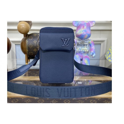 Louis Vuitton M57089 Phone Pouch in Blue grained calf leather
