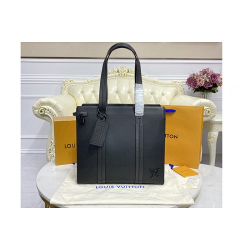 Louis Vuitton M57308 Tote Bag in Black grained calf leather