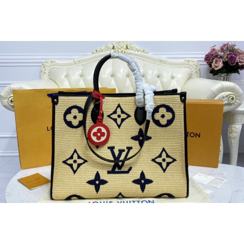 Louis Vuitton M57644 OnTheGo GM tote bag in Monogram Raffia
