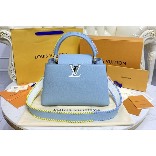 Louis Vuitton M57672 Capucines MM handbag in Blue Taurillon leather Louis Vuitton M57672 Capucines MM handbag in Blue Taurillon leather