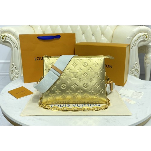 Louis Vuitton M57913 Coussin PM handbag in Gold Monogram-embossed puffy lambskin