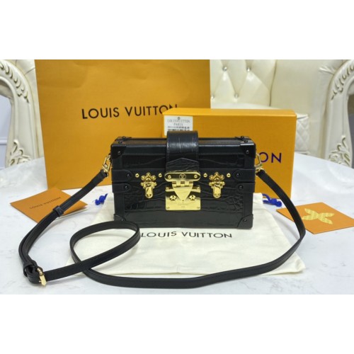 Louis Vuitton N93144 Petite Malle handbag in Black Brilliant Alligator leather