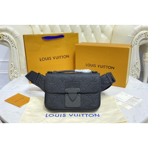 Louis Vuitton M58487 S Lock Sling Bag in Monogram-embossed black Taurillon leather Louis Vuitton M58487 S Lock Sling Bag in Monogram-embossed black Taurillon leather