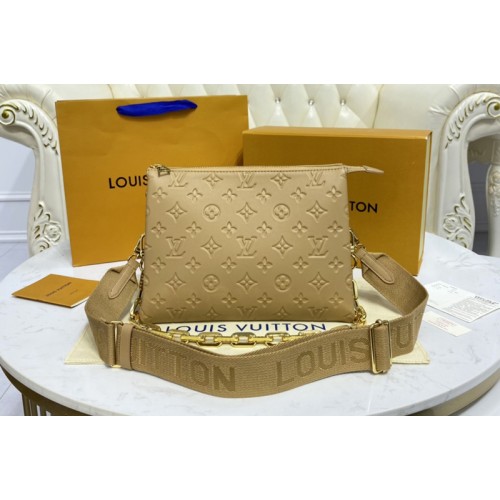 Louis Vuitton M58626 Coussin PM handbag in Brown Monogram embossed puffy lambskin